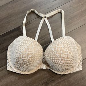 Victoria's Secret Cream Lace Overlay Push-Up Bra